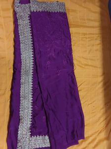 Purple designer saree with blouse