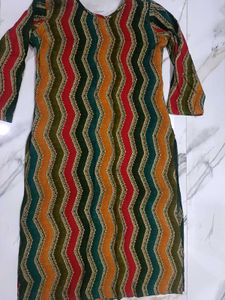 Colorful Zigzag Kurti Set Suit Salwar Dupatta