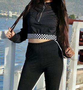 Full Sleeves Black Classy Crop Top