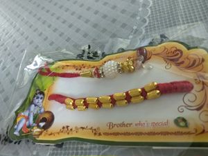 Red &amp; Gold Rakhis for Bhai Bhabhi