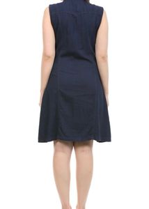 Blue Denim Knee Length Dress