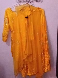 Yellow Embellish Indian Dress Sharara Weding Nikha