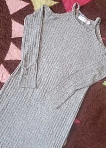 Gray Cold Shoulder Midi Dress