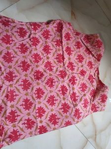 Pink Floral Print Pinterest Vibe Sleeveless Kurta