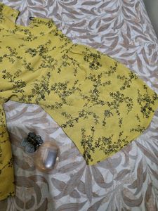 Yellow Floral Print Top