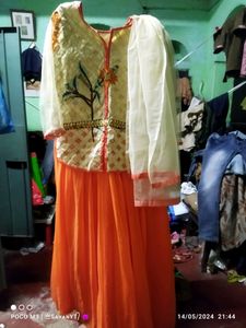 Stylish Orange and Gold Dress