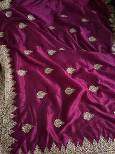 Elegant Maroon Embroidered Saree