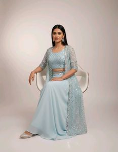 Sky Blue Kurta Set &amp; Shrug