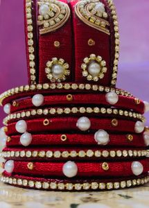 Silk Thread Red &amp; Pearl Bangles
