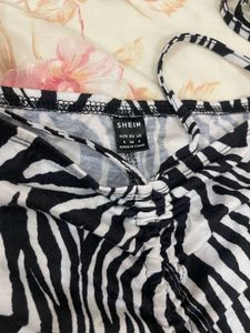 Zebra Print Tie-Waist Wide Leg Pants