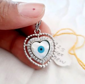 925 Silver Evil Eye Mop Heart Shape Pendant