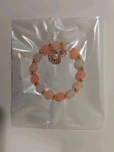 Pink Beaded Bracelet with Shell Charm