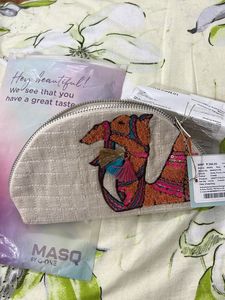 Brand New Aesthetic Camel Pouch With Bead Work
