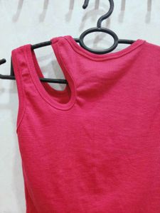 Hot Pink Ribbed Cutout Tank Top