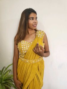 Elegant Drape Mustard Saree
