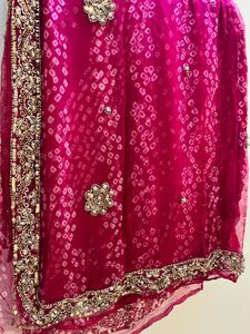 Bandhej  Rose Pink Wedding Wear Saree