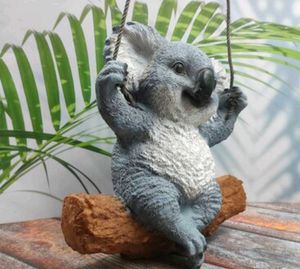 Polyresin Koala on Swing for Garden Decor