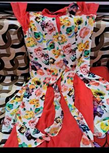 💗 Beautiful Pink Floral Kurti With Slit Design 💗