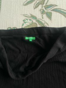 Black Knit A-Line  Skirt, Stretchable