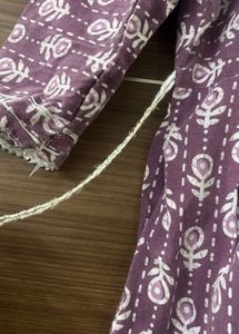 Purple Cotton Gotapatti Yoke Design Kurta