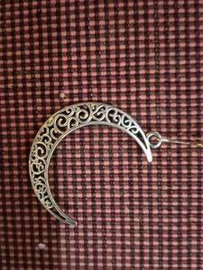 Silver Crescent Moon Dangle Earrings