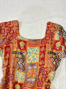 Boho Patchwork Bell Sleeve Short Kurti