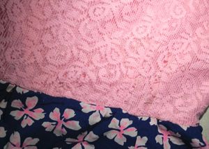 Pink Lace Floral Skirt Dress