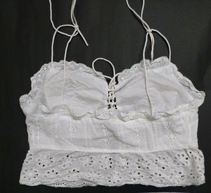 Trendy Cotton  Bralett top with puffy sleeves