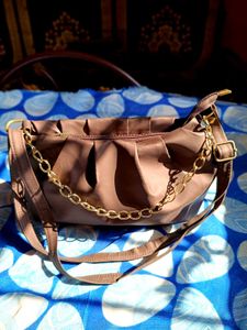 Brown Chain Detail Shoulder Bag