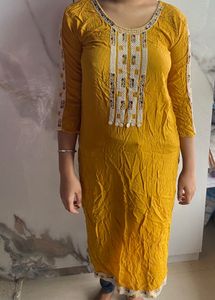 Yellow Embroidered Kurta