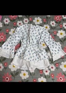 Floral Print Cinched Waist Top