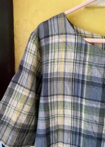 Plaid Shift Tunic Top For Homewear