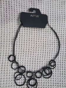Grey Metallic Hoops Necklace