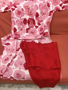 BrandNewElegant Red(Rose Shade) Floral Print Ku