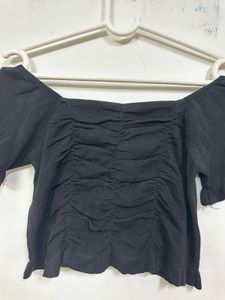 Black Off-Shoulder Crop Top