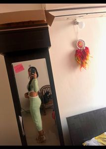Mint Green One-Shoulder Knit Midi Dress
