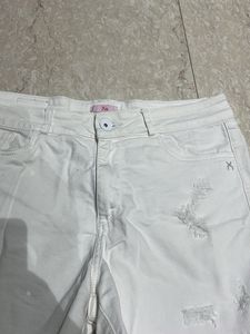 XA White Distressed Denim Shorts