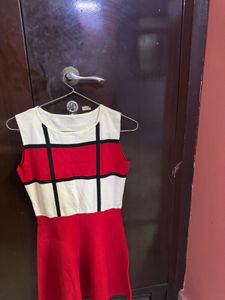 Red &amp; White Mondrian Style Dress