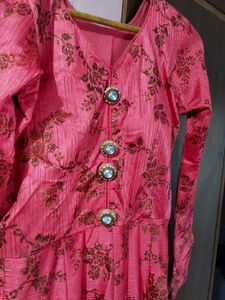 Pink Floral Anarkali Dress