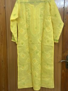 Yellow Embroidered Kurta