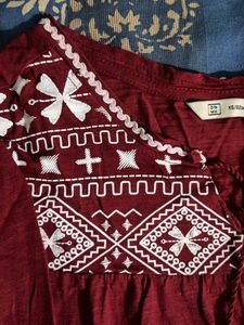 Burgundy Embroidered Top