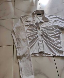 Selcouth White Shirt Styled Top