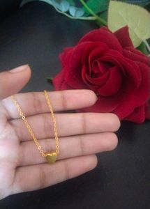 Aesthetic Minimal Thin Artificial Gold Heart Chain