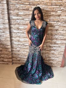 Floral Sequin Evening Gown