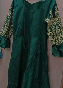 Green Embroidered Kurta Suit