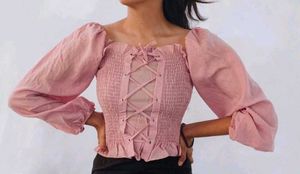 Chic Pink CorsetTop (Off Shoulder Long With Sleeve