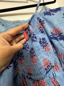 Women Floral Print Blue Sundress