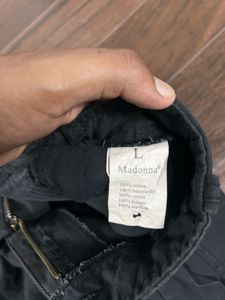 Black Cargo Pants with Zipper Detail