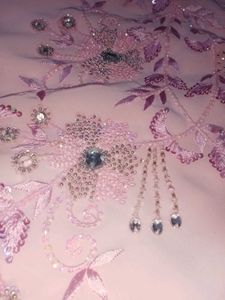 Elegant Festive Pink Beads Saree With Blouse