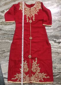 Red Kurta With Beautiful Embroidery